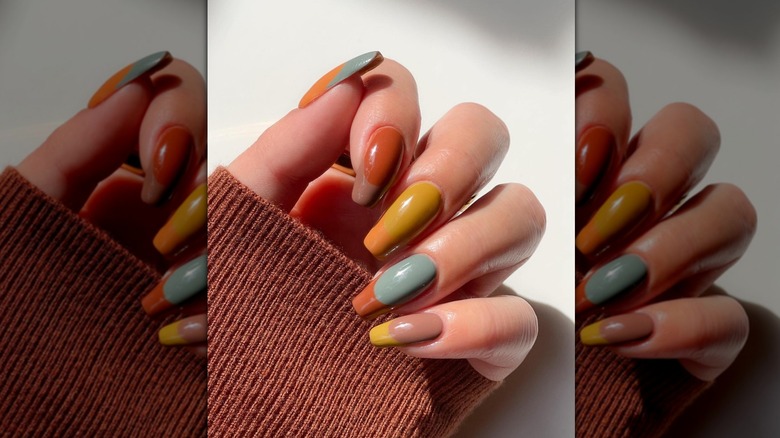 French skittle manicure on fingers