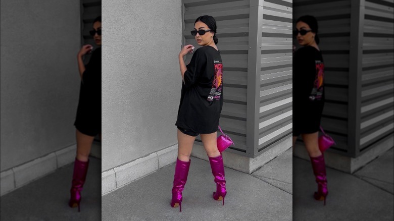 woman wearing stiletto boots