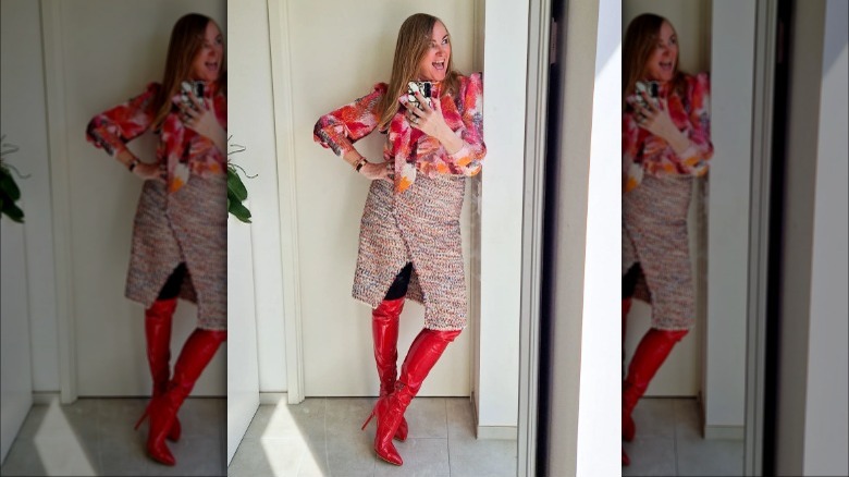 woman wearing stiletto boots