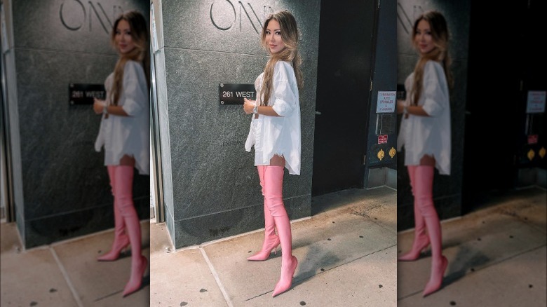 woman wearing stiletto boots