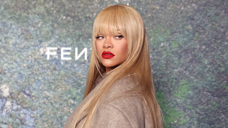 Rihanna with blond bangs