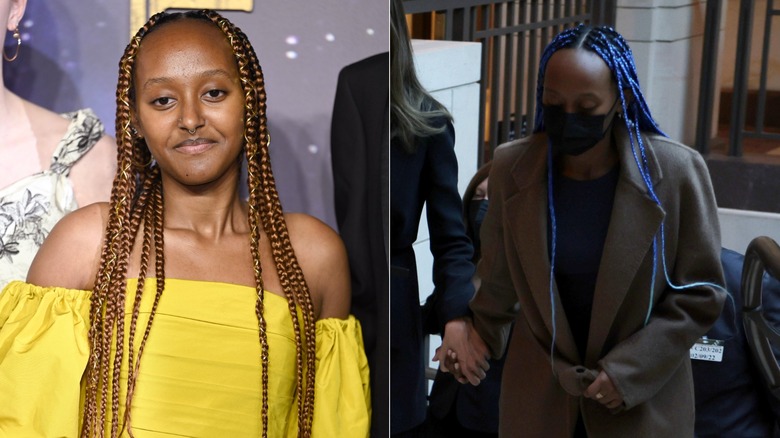 Zahara Jolie-Pitt with braided hair.