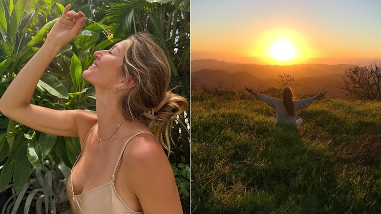 Gisele Bündchen posing in nature for her Instagram in 2025.