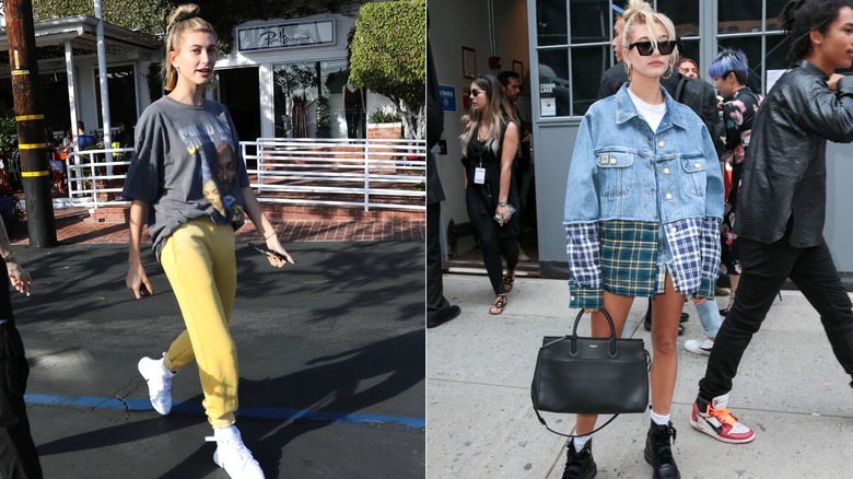 Hailey Bieber wearing street style