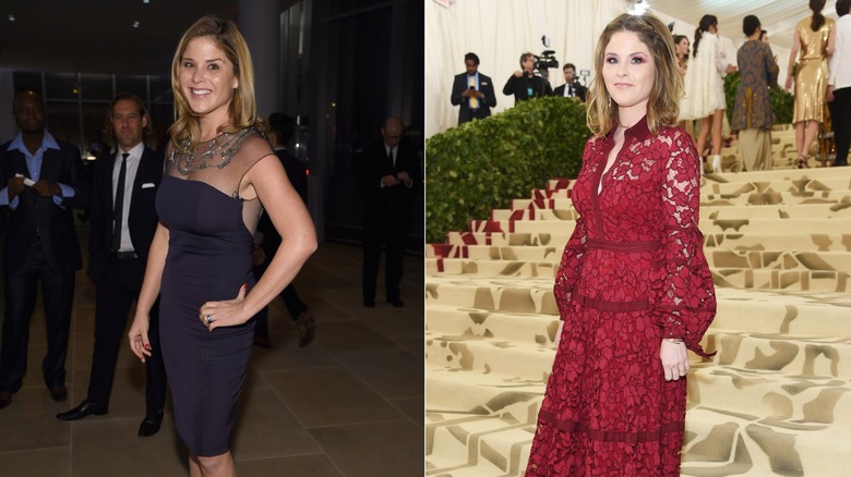 Jenna Bush Hager wearing a black dress and a red dress at the Met Gala