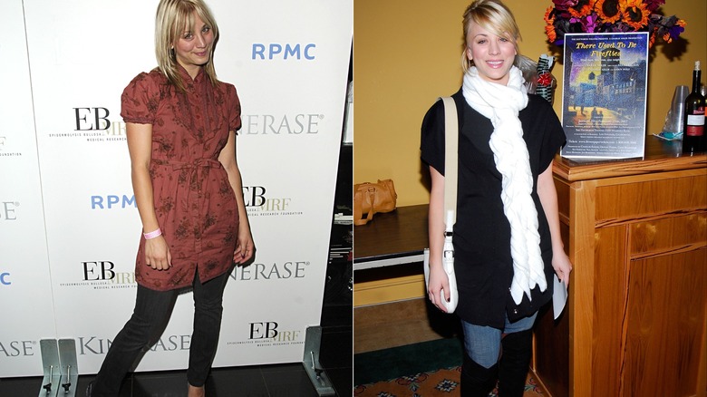 Kaley Cuoco in dress over pants