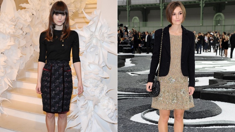 Keira Knightley at fashion events in 2009 and 2010.