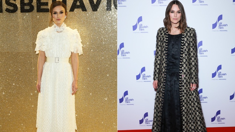 Keira Knightley at industry events in 2020 and 2022.
