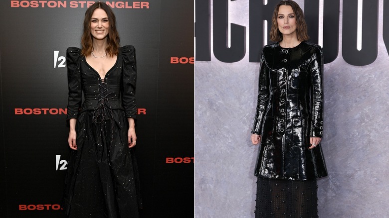 Keira Knightley at red carpet events in 2023 and 2024.