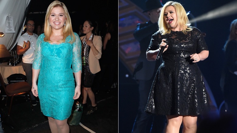 Kelly Clarkson in mini dresses