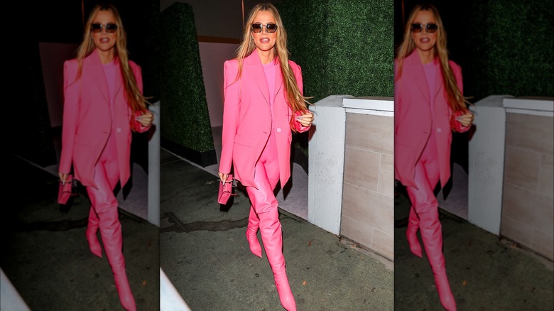 Khloé Kardashian in pink outfit