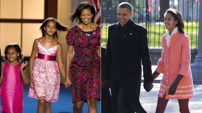 Side-by-side of Malia Obama wearing pink at age 10 and 13.