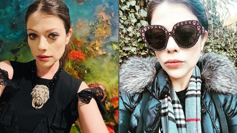 Michelle Trachtenberg with lion necklace