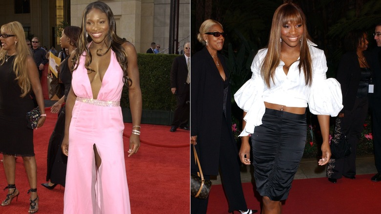 Serena Williams at red carpets in the early 2000s.