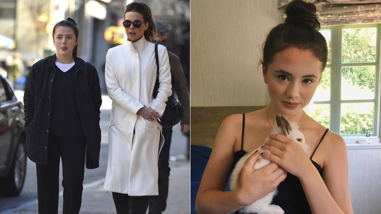 Lily Mo Sheen wearing a black-and-white outfit and a black tank top