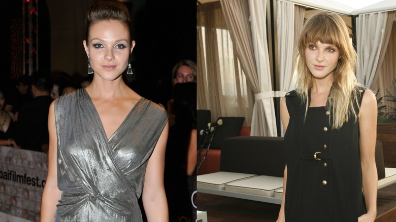 Side-by-side images of actor Beau Garrett wearing a silver dress on the left and black dress on the right