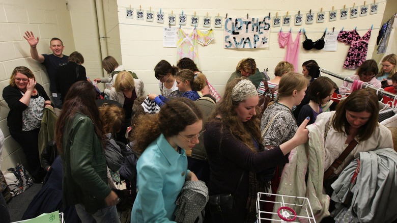 People in a clothing swap