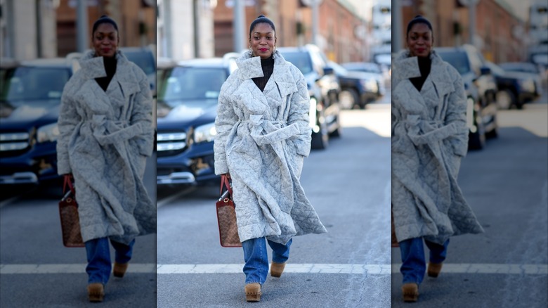 Woman wearing long coat