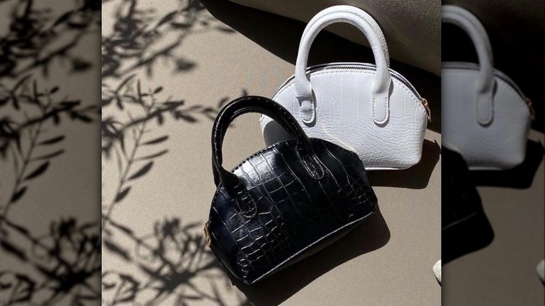 Crocodile textured moon bags