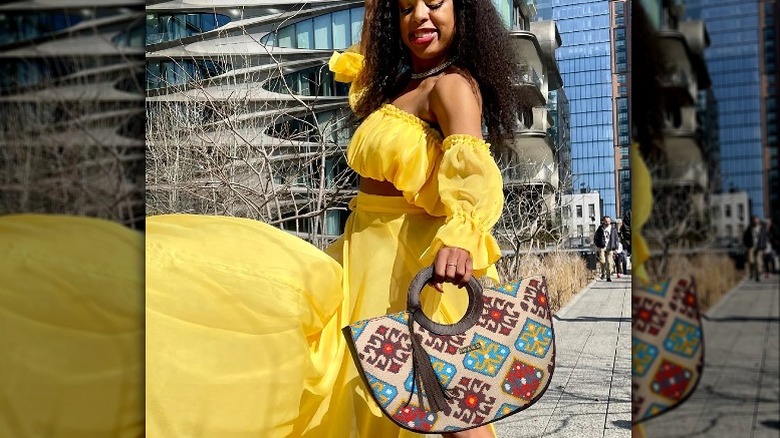 Patterned moon handbag 