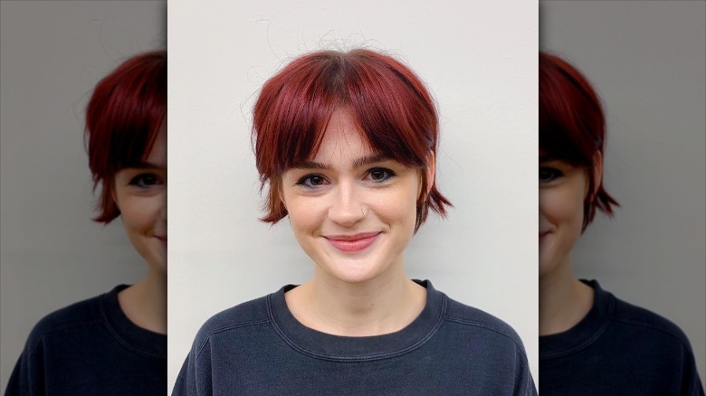 woman with Bixie and bangs