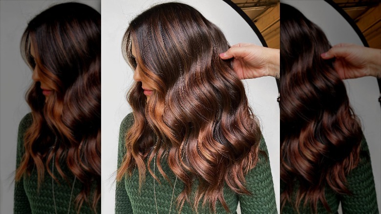 woman with brown hair and copper highlights