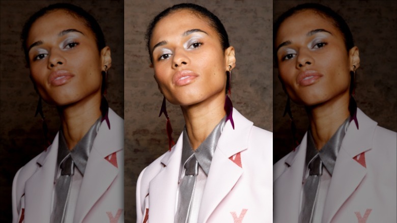 woman with silver metallic eyeshadow