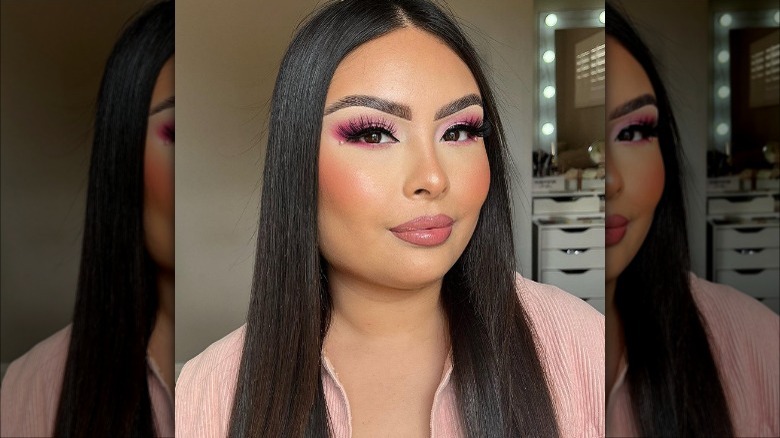 woman with pink eyeshadow