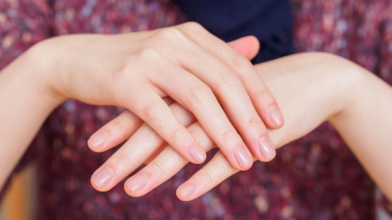 Woman with natural nails