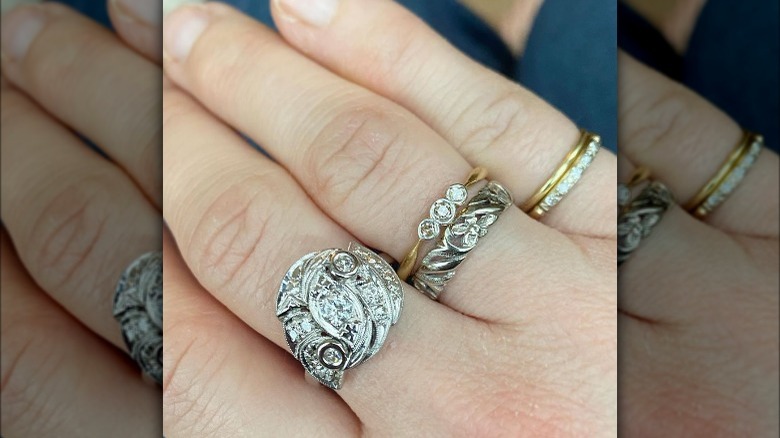 Woman wearing mixed metals