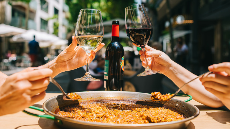 drinking wine with dinner