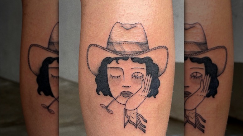 Cowgirl with cowgirl hat