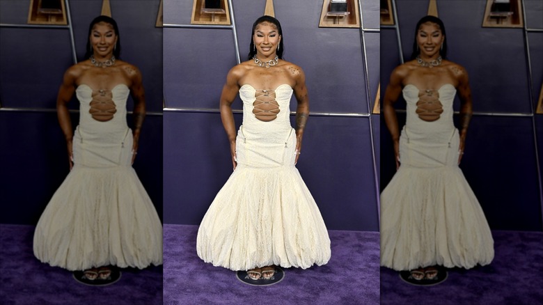 Jordan Chiles poses on at the American Music Awards