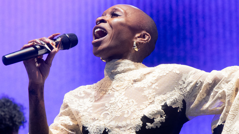 Cynthia Erivo performing on stage at Coachella 2025.