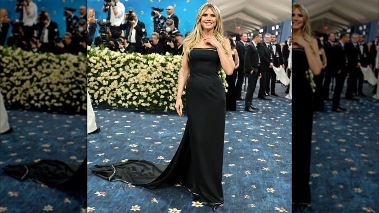 Heidi Klum wearing a black dress at the 2025 Met Gala