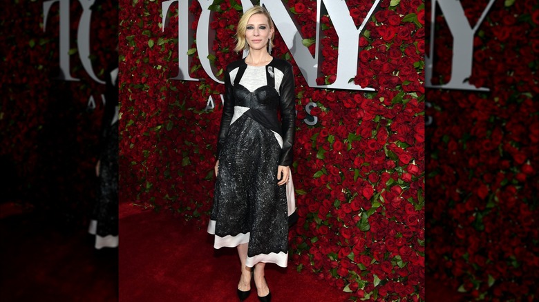 Cate Blanchett in a black and white dress