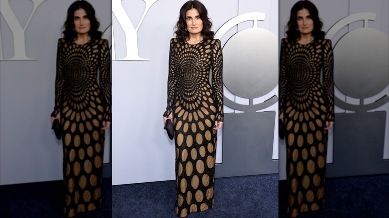 Idina Menzel in a black dress at the 2024 Tonys