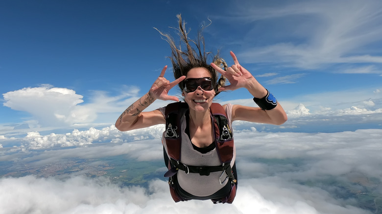 Woman skydiving