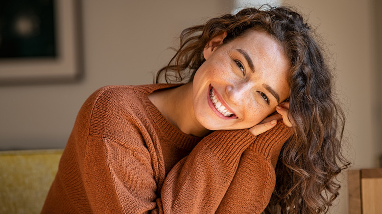Charming woman smiling