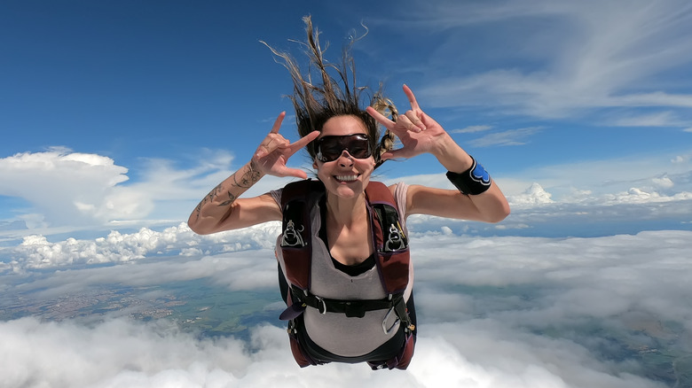 Woman skydiving 