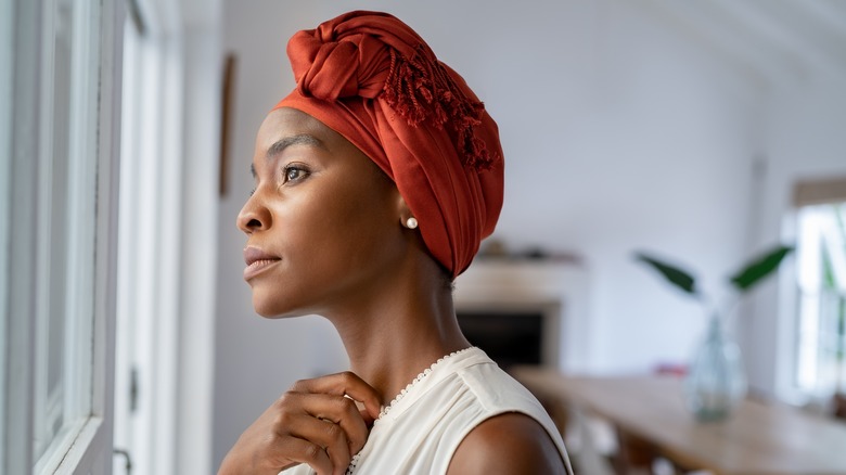 woman deep in thoughts