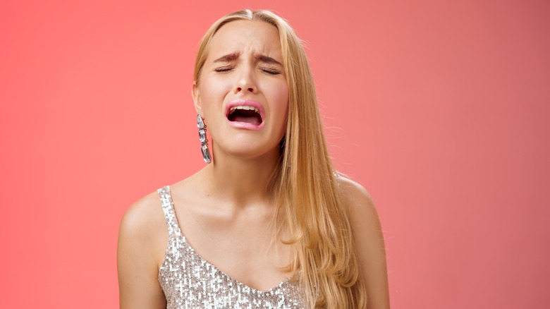 woman crying dranatically