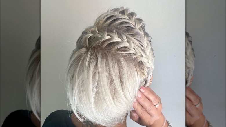 woman with double crown braids