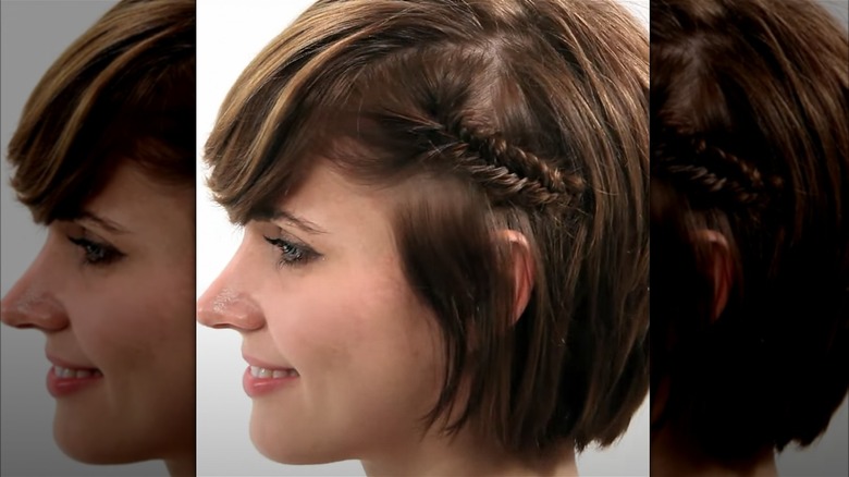 woman with hidden fishtail braid
