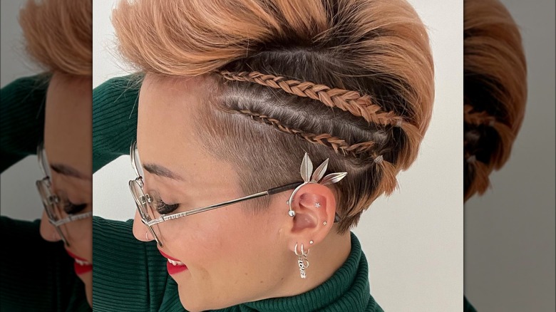 woman with micro braids in pixie cut