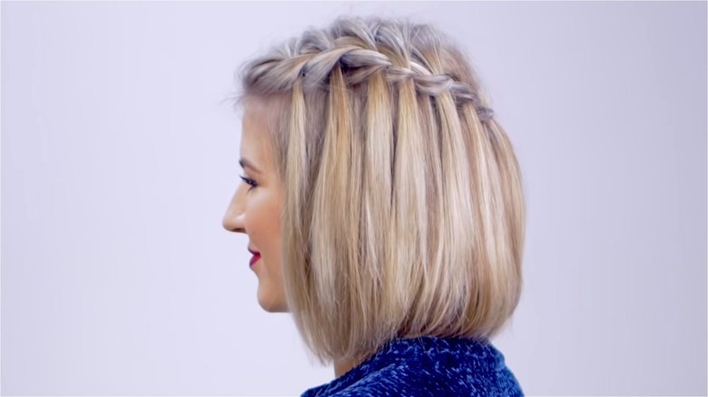 woman with waterfall braid