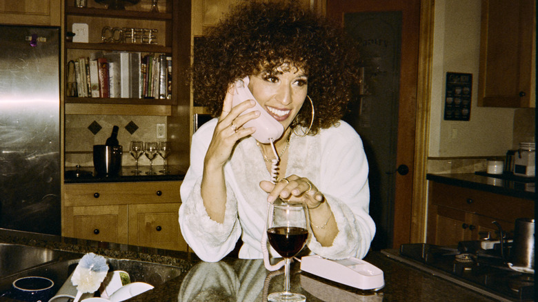 A woman with curly hair
