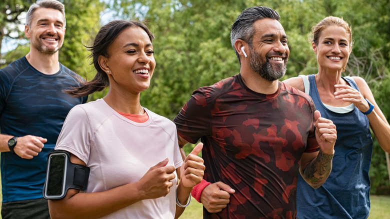 A group of people jogging