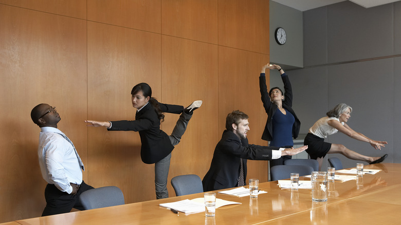 People being flexible in office