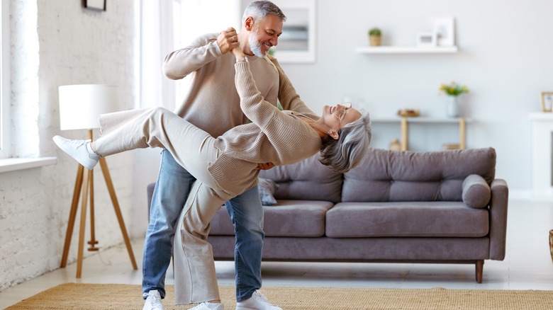 Happy older couple dancing